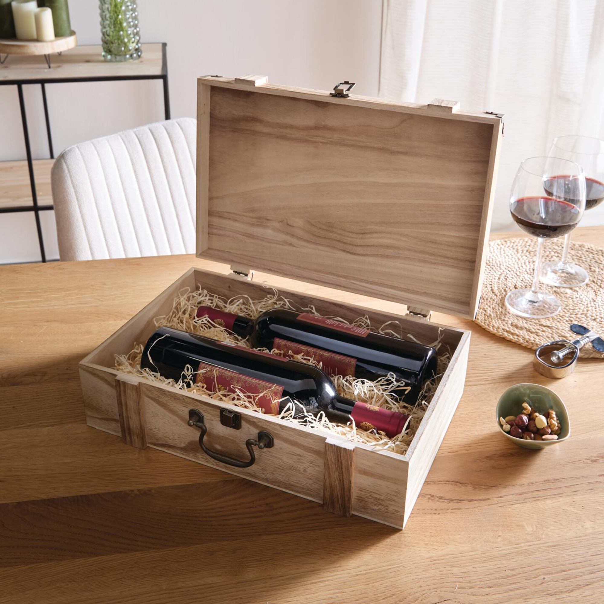 Holzkiste "Präsent"  im Frank Flechtwaren Online Shop für Weinliebhaber kaufen