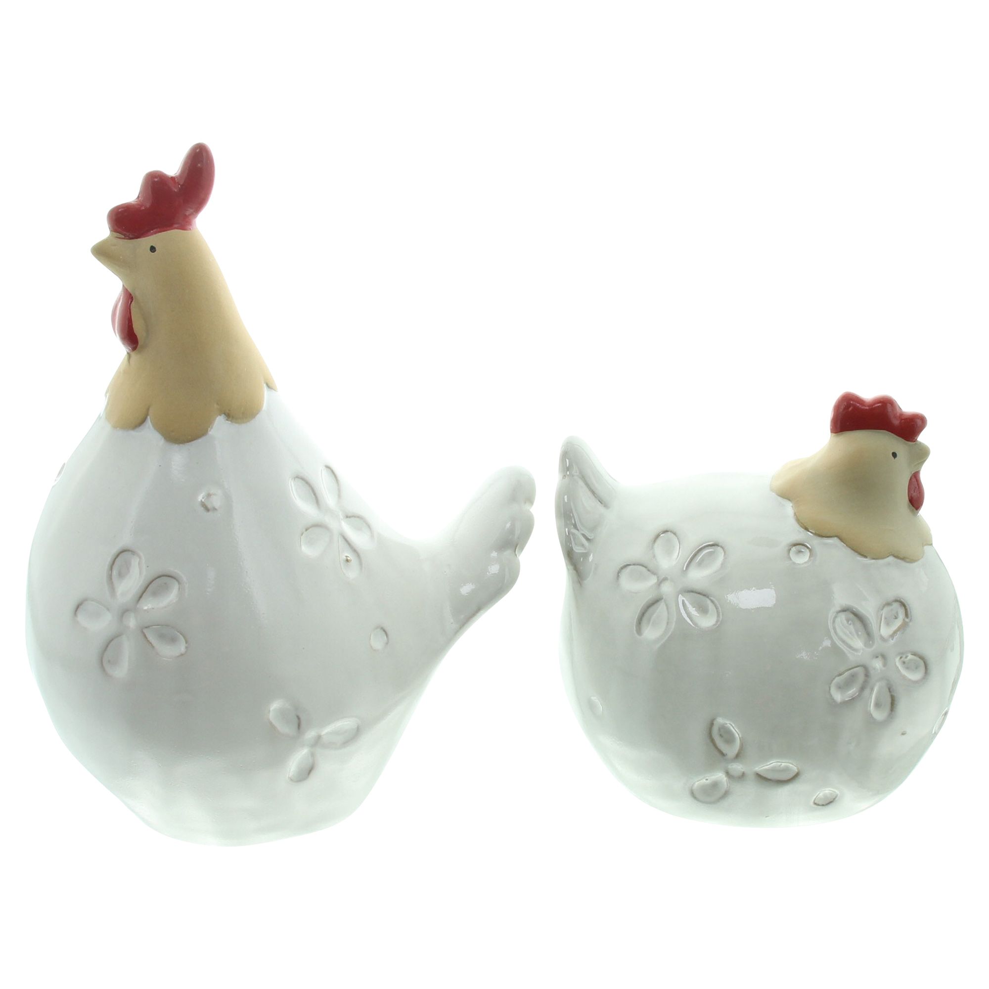 Huhn "Blumenmuster", 2er Set  im Frank Flechtwaren Online Shop für Dekofiguren kaufen