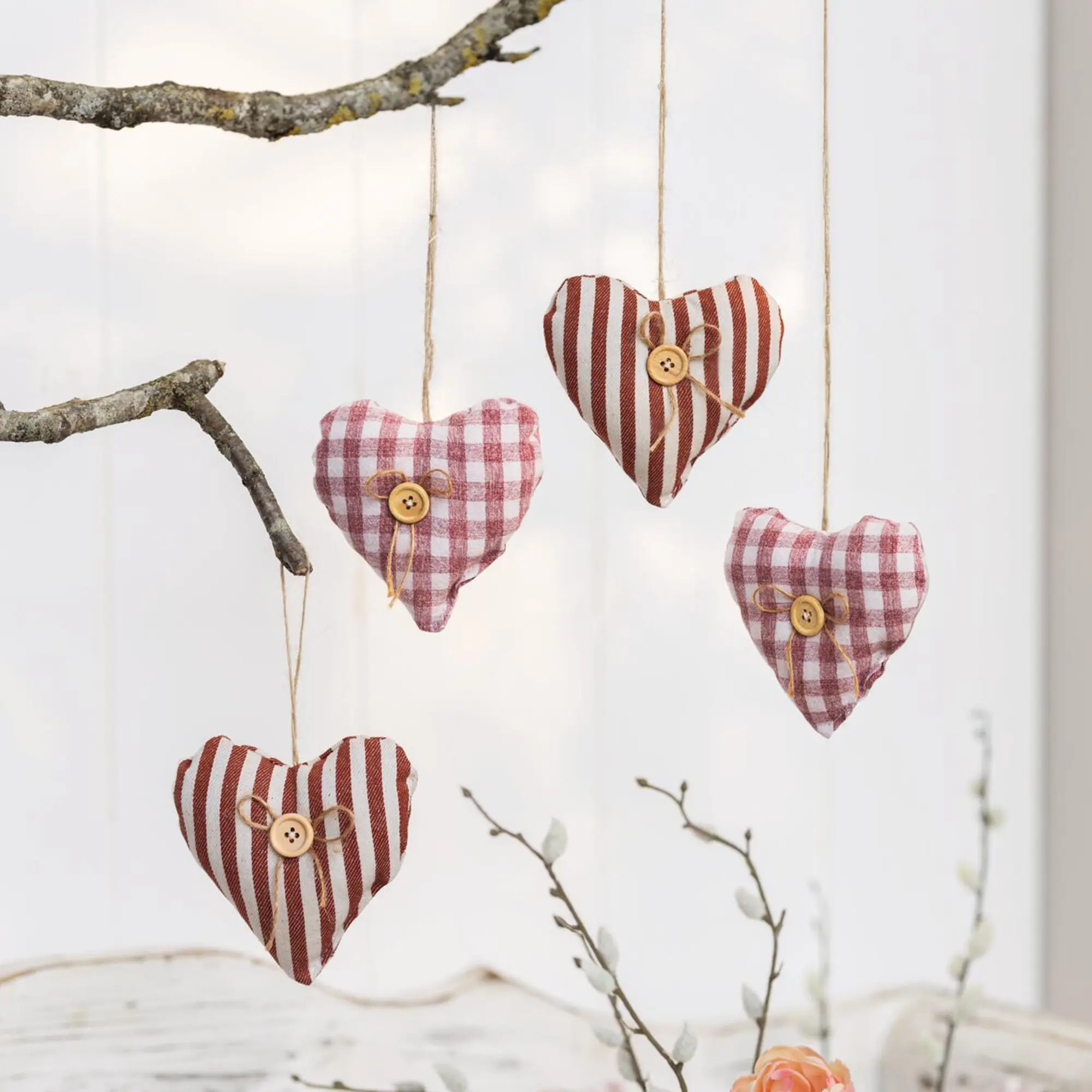 Hänger "Knopfherzchen", 4er Set  im Frank Flechtwaren Online Shop kaufen