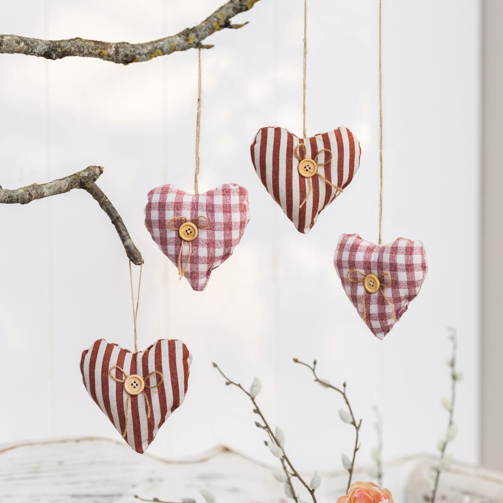 Hänger "Knopfherzchen", 4er Set  im Frank Flechtwaren Online Shop kaufen