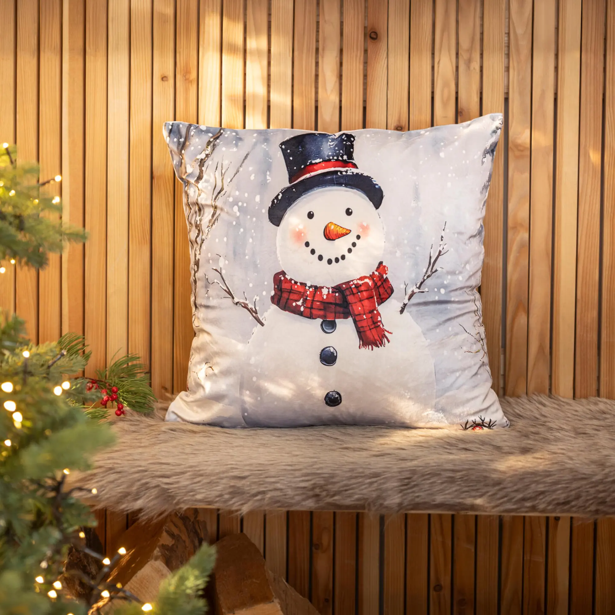 Kissenhülle "Schneemann"  im Frank Flechtwaren Online Shop kaufen