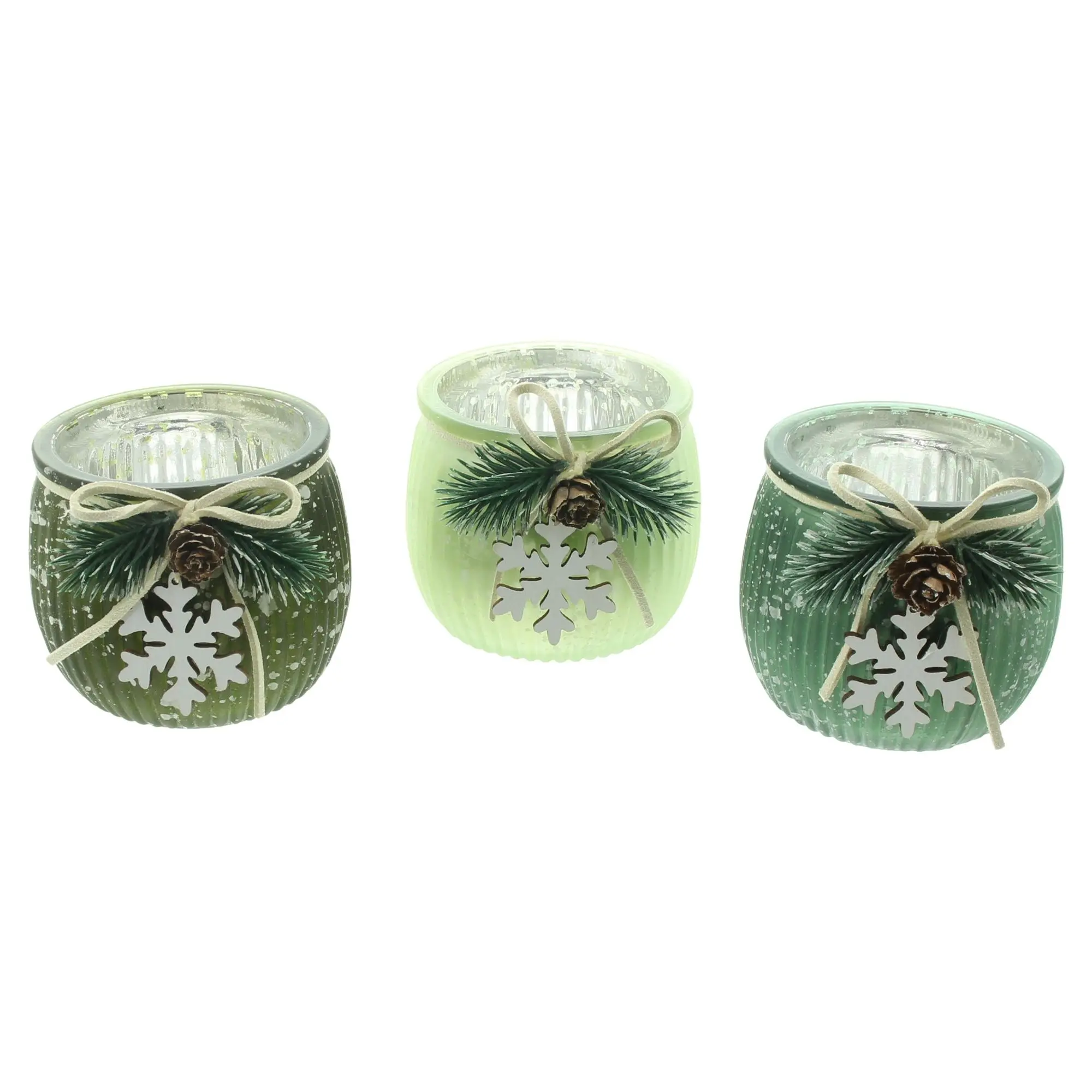Teelichthalter "Green Shades", 3er Set  im Frank Flechtwaren Online Shop für Weihnachts-Neuheiten kaufen