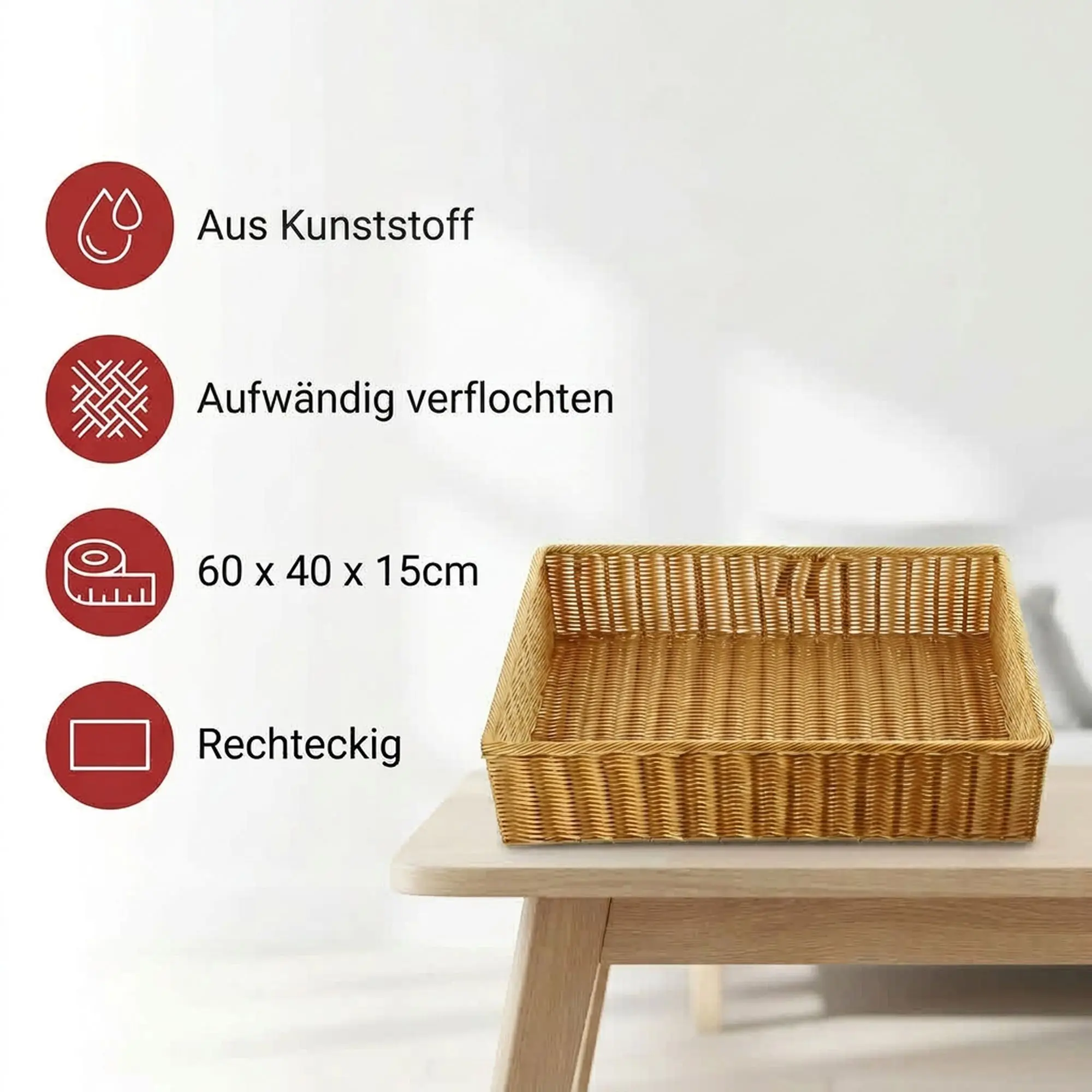 Auslagekorb "Poly", 60 x 40 x 15 cm  im Frank Flechtwaren Online Shop für Ladendeko kaufen