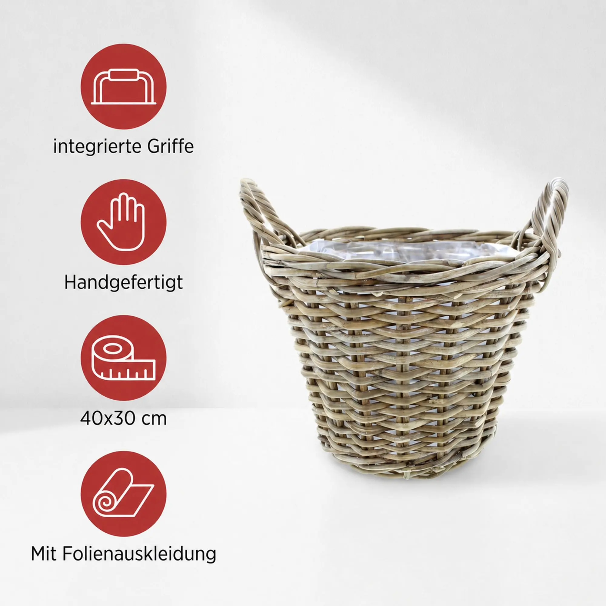 Pflanzkorb "Rattan", groß  im Frank Flechtwaren Online Shop für Pflanzkörbe kaufen