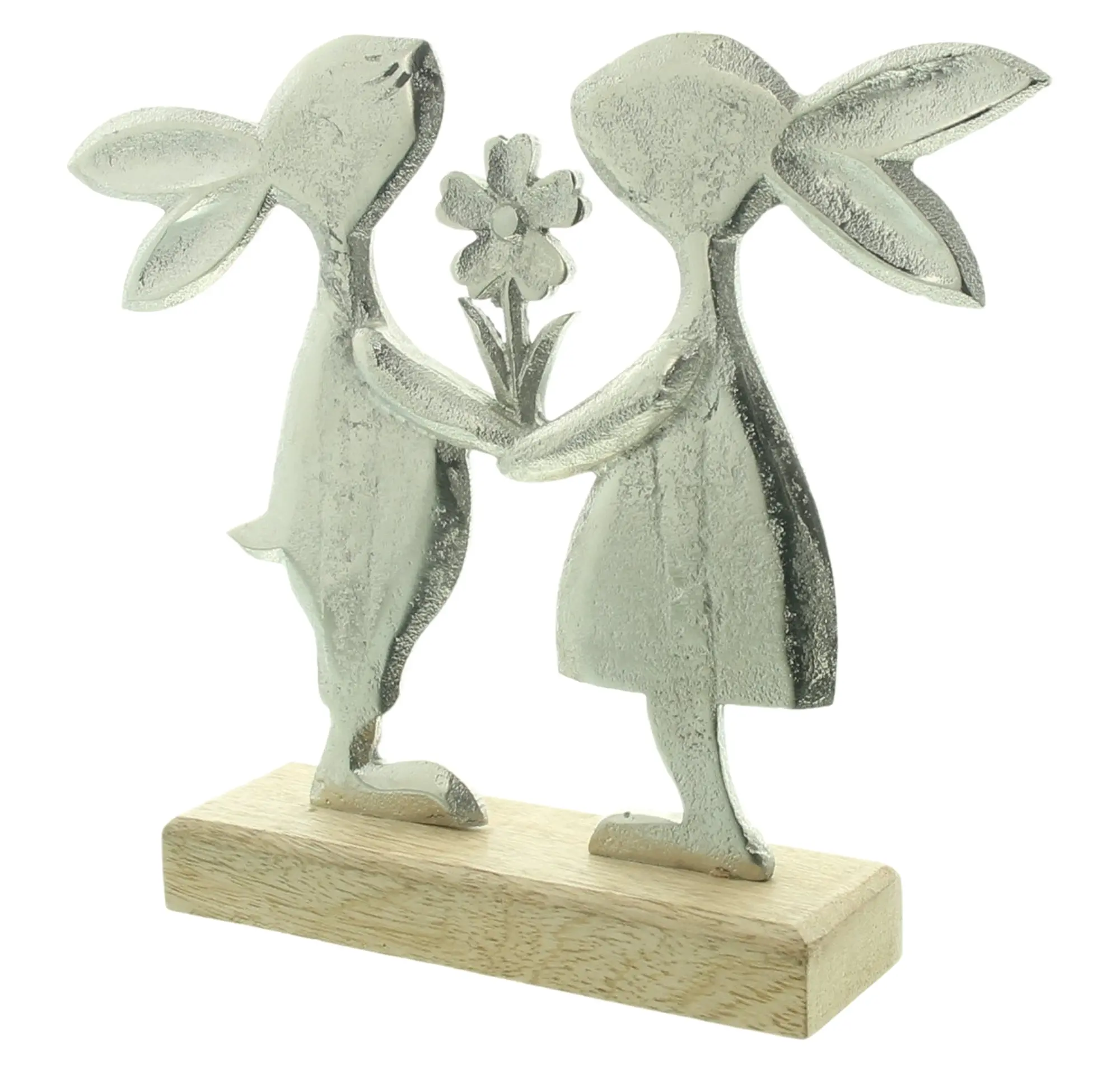 Figur "Hasenpaar mit Blumen"  im Frank Flechtwaren Online Shop für Hasen &amp; Co kaufen