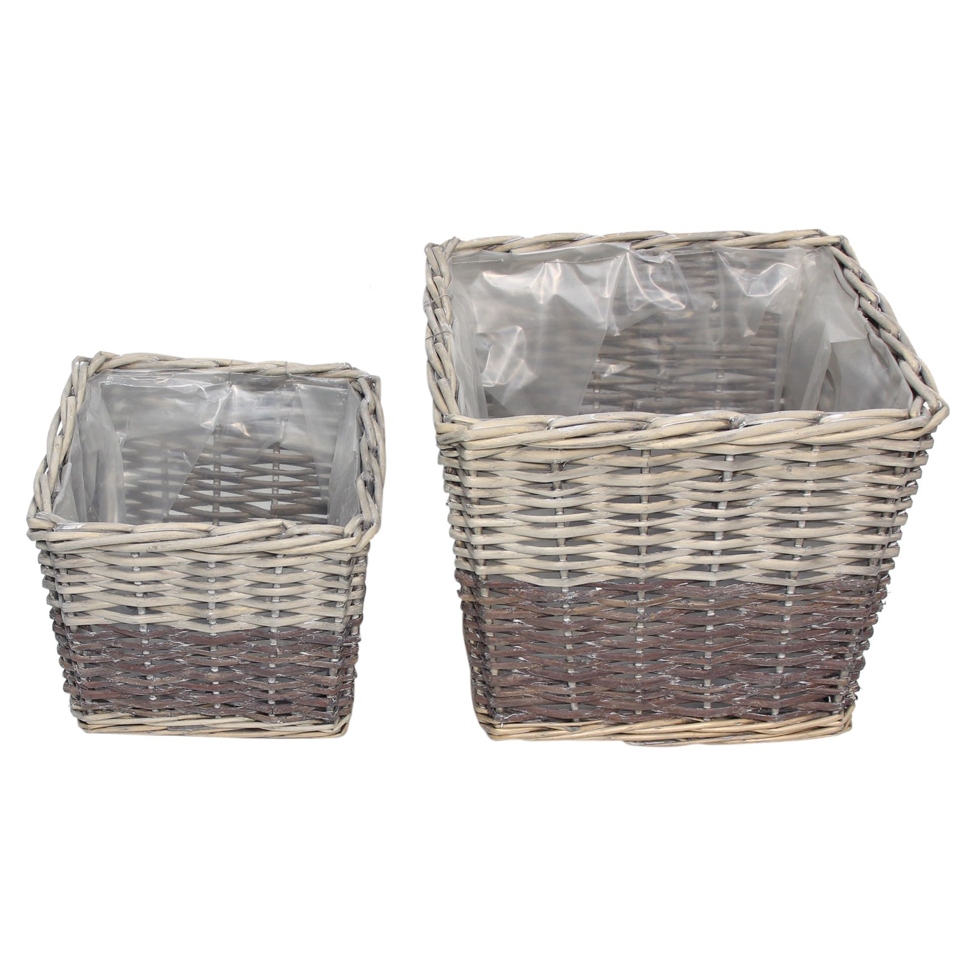 Pflanzer "Graue Weide", 2er Set  im Frank Flechtwaren Online Shop für Pflanzkörbe kaufen