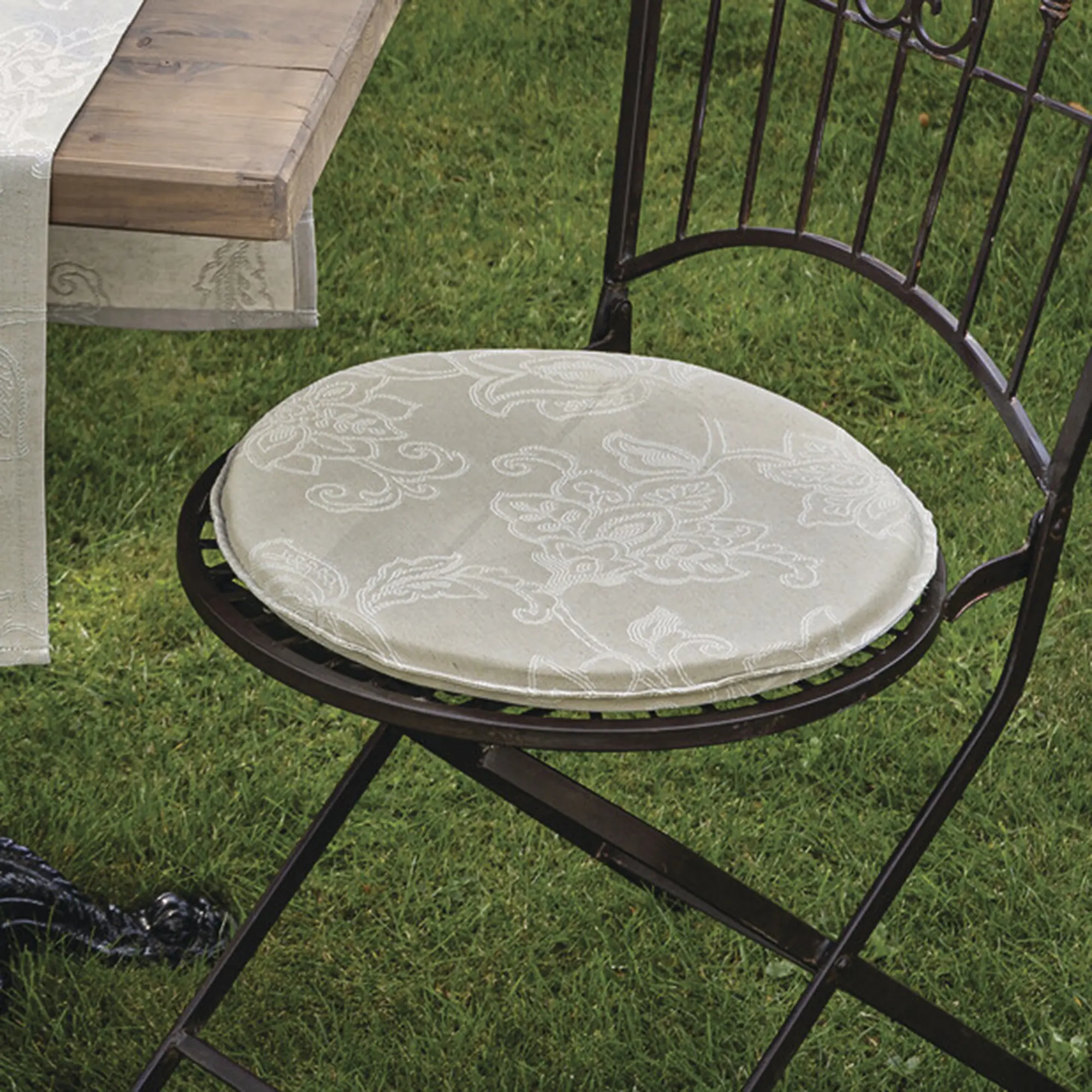 Sitzkissen "Romantique", rund  im Frank Flechtwaren Online Shop kaufen