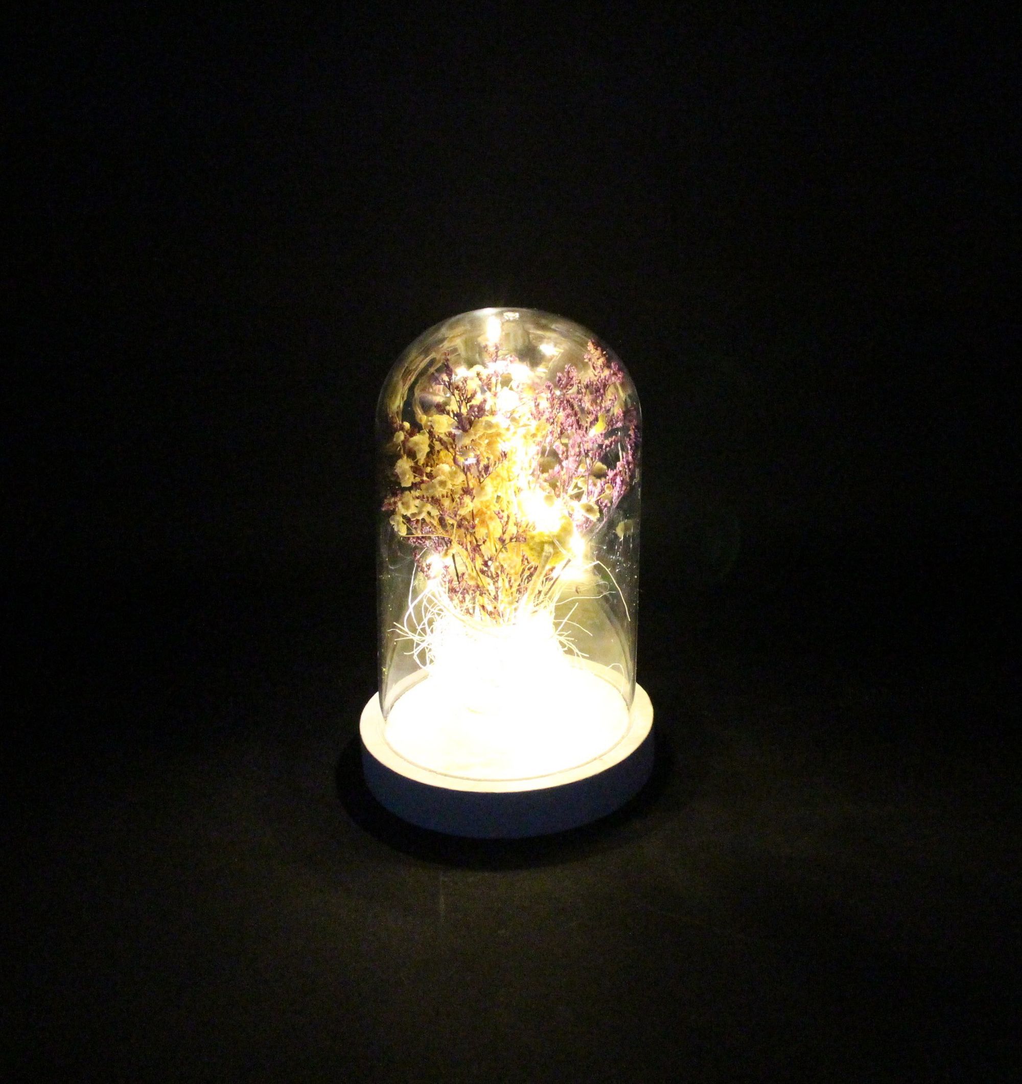 LED-Glocke "Trockenblumen"  im Frank Flechtwaren Online Shop für LED-Dekoobjekte kaufen