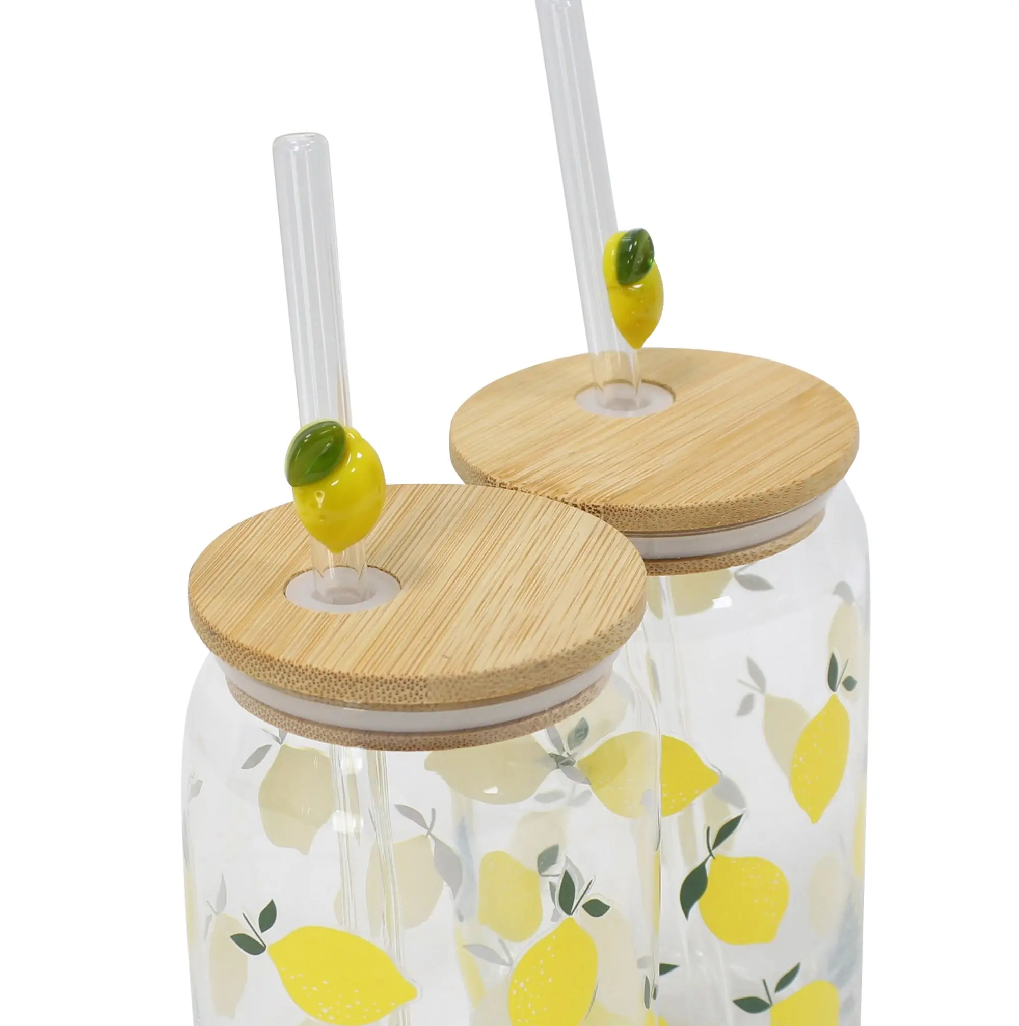 Trinkglas "Zitrone" mit Strohhalm, 2er Set  im Frank Flechtwaren Online Shop für Lemon Sorbet kaufen