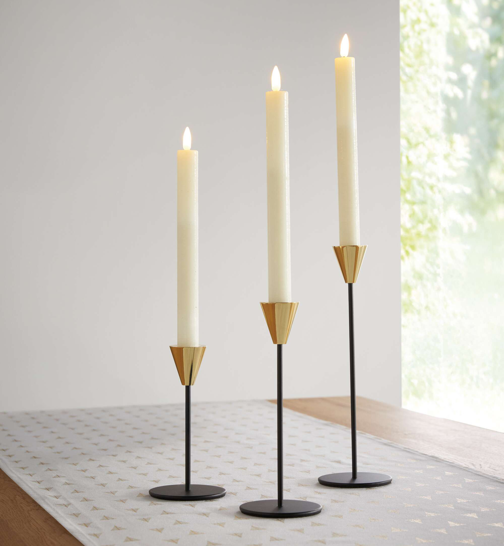 Stabkerzenhalter "Schwarz &amp; Gold", 3er Set  im Frank Flechtwaren Online Shop kaufen