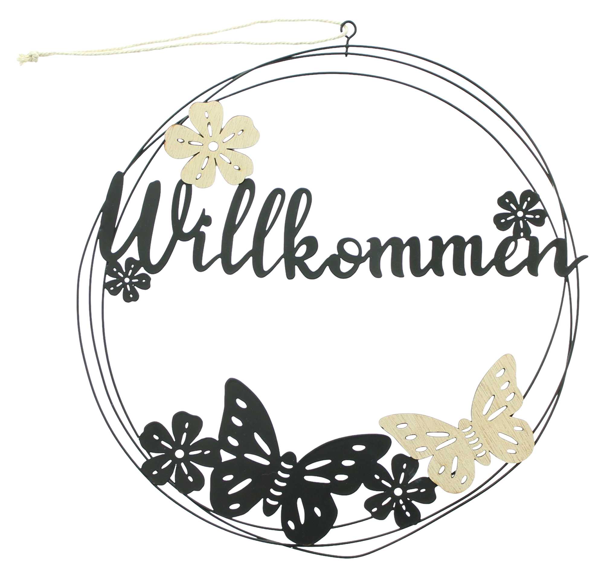 Metallring "Willkommen"  im Frank Flechtwaren Online Shop für Ostern kaufen
