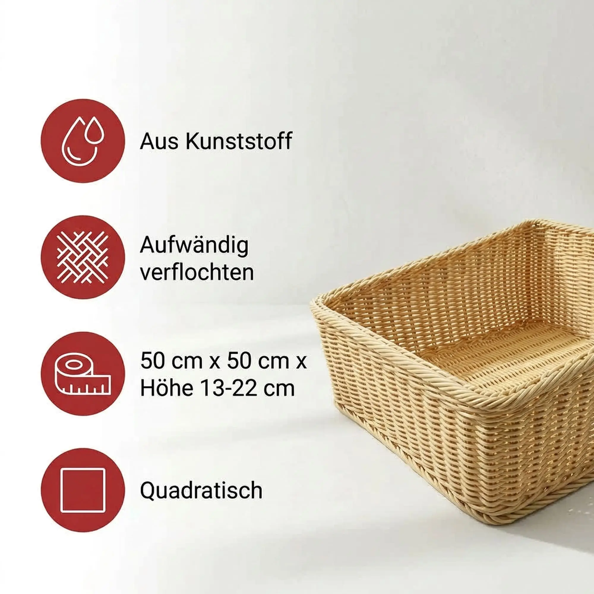 Regalkorb "Poly", 50 x 50 cm  im Frank Flechtwaren Online Shop für Auslagekörbe &amp; Regalkörbe kaufen