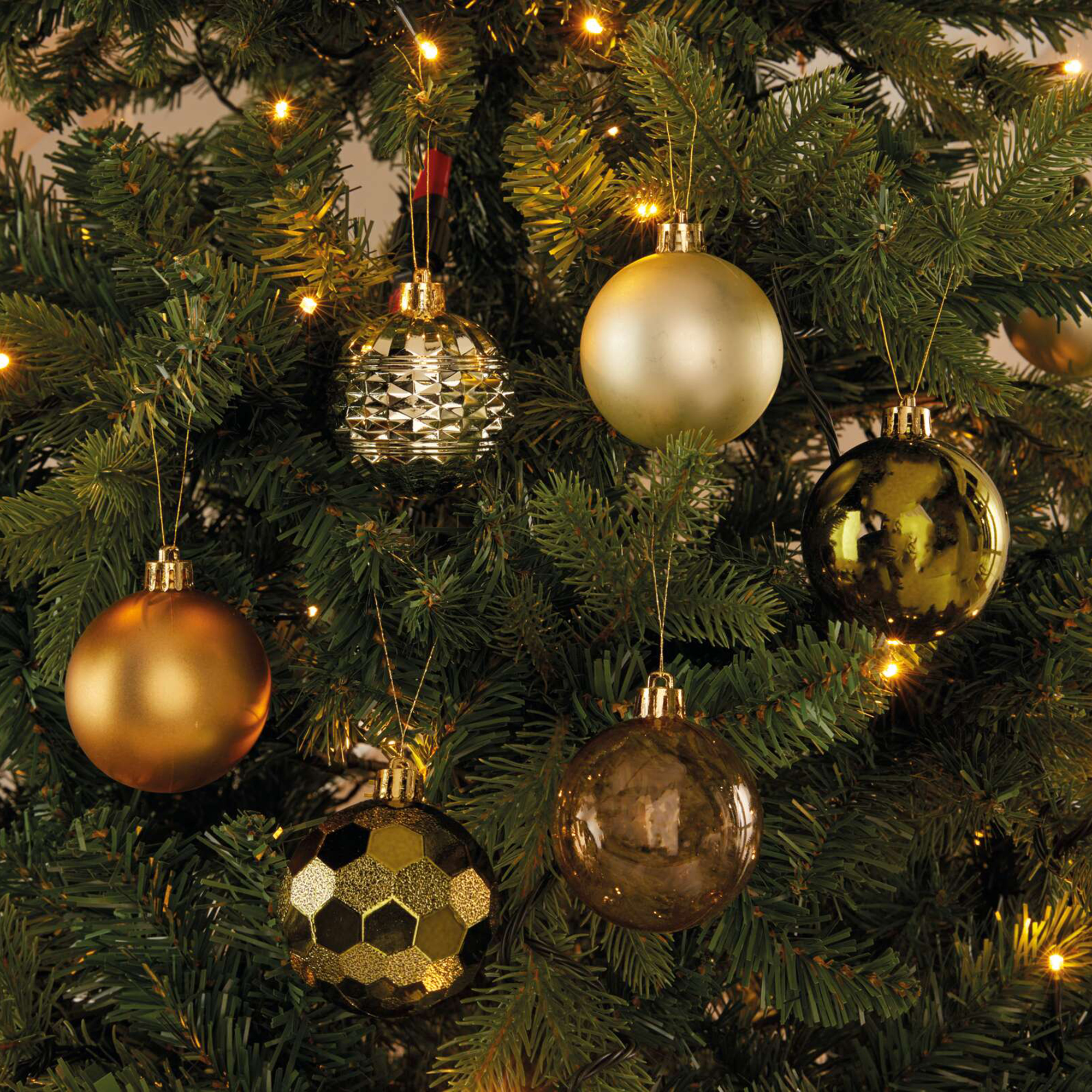 Christbaumkugel "Green &amp; Gold", 36er Set  im Frank Flechtwaren Online Shop für Baumschmuck kaufen