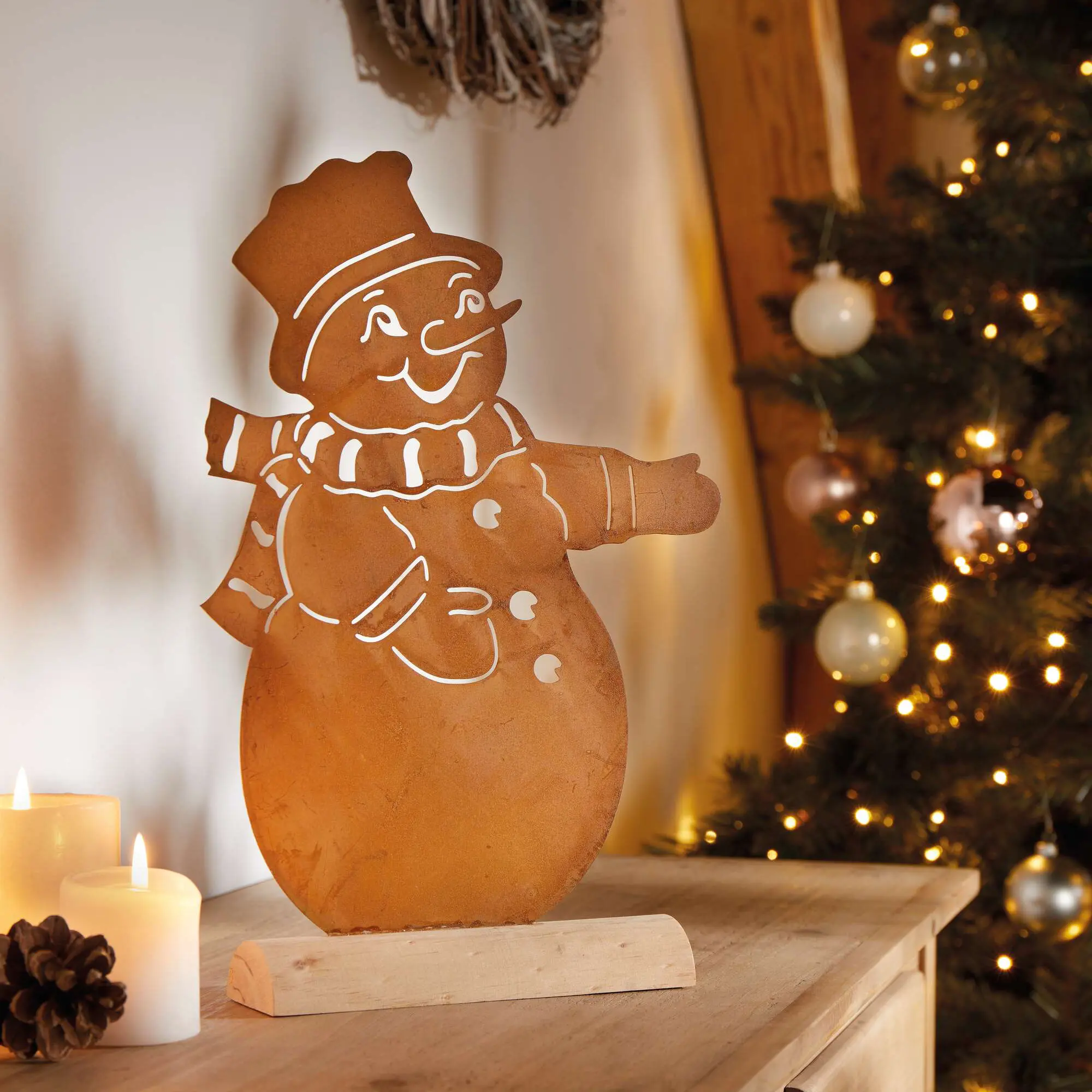 Metalldeko "Schneemann"  im Frank Flechtwaren Online Shop kaufen