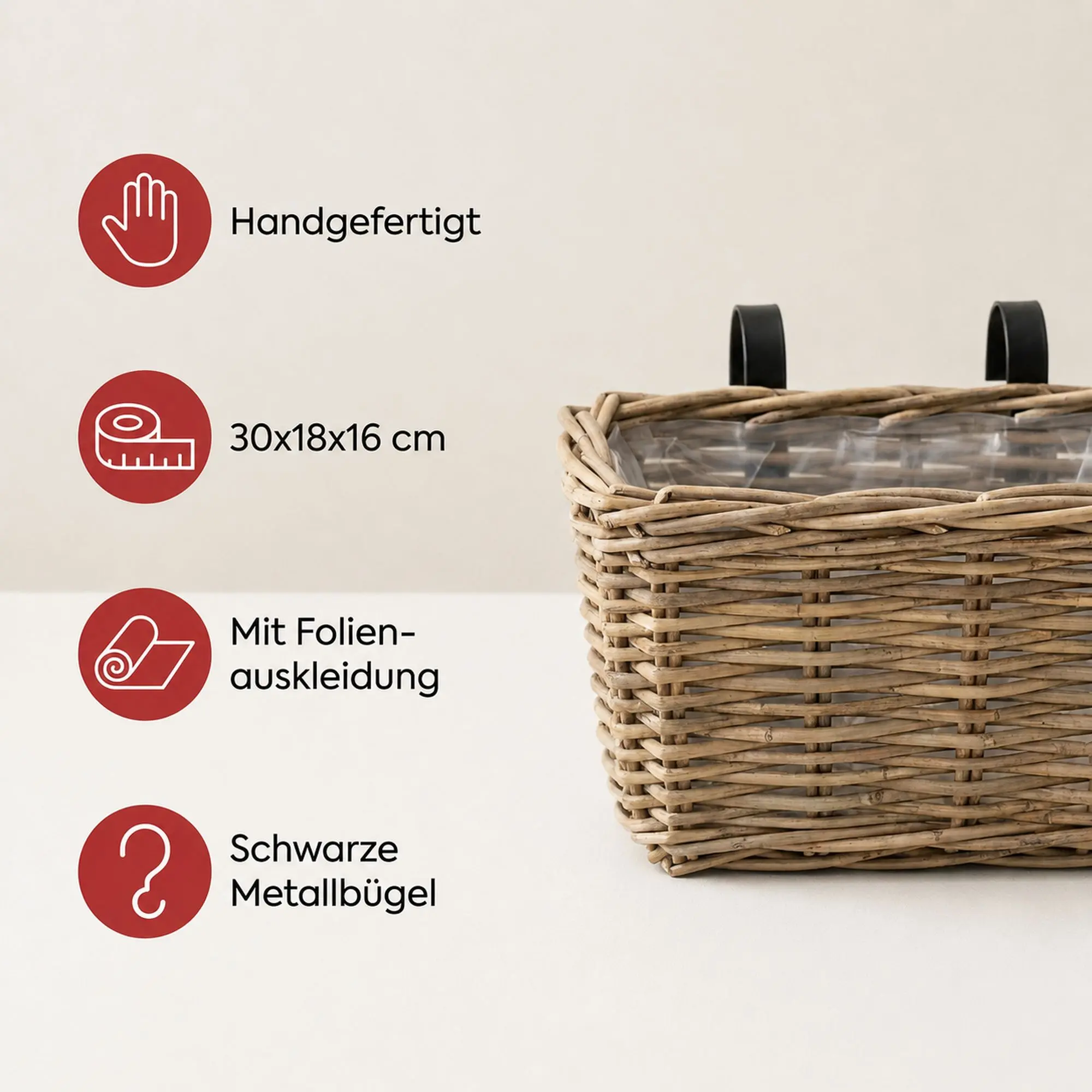 Balkonpflanzer "Rattan", klein  im Frank Flechtwaren Online Shop für Magie des Sommers kaufen