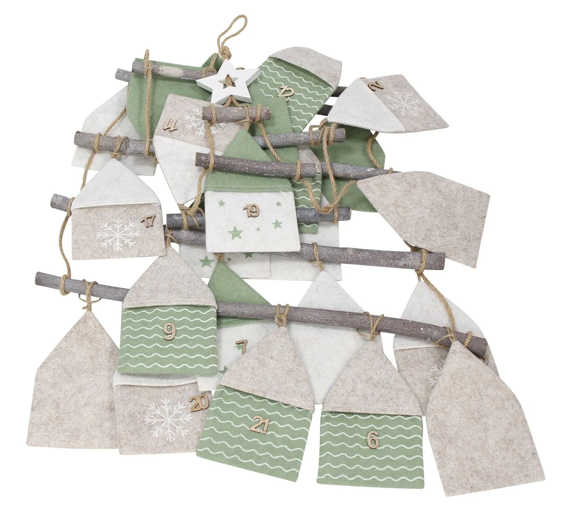 Adventskalender "Häuschen", 25tlg.  im Frank Flechtwaren Online Shop für Festlicher Look: Mint &amp; Weiß kaufen