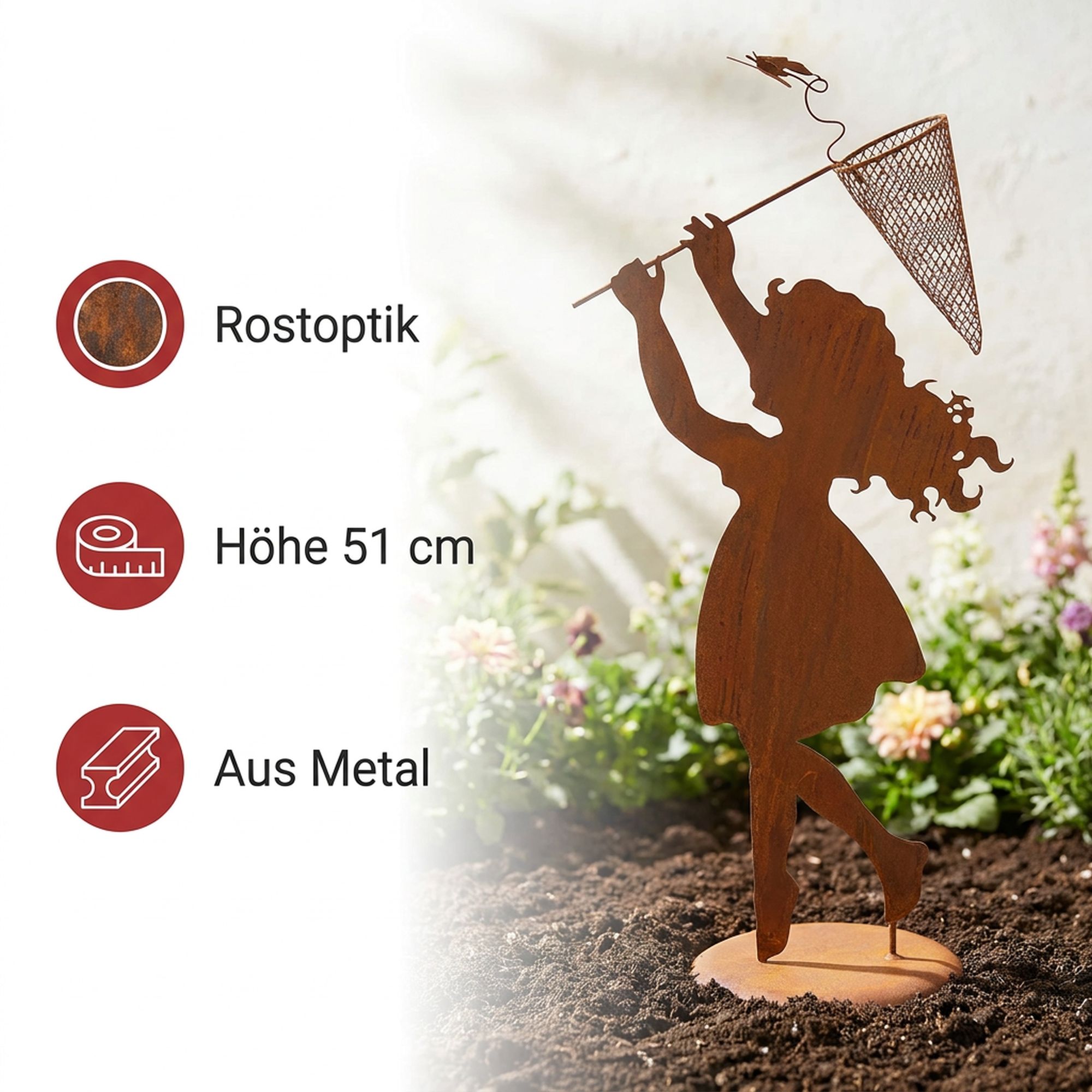 Figur "Mädchen mit Netz"  im Frank Flechtwaren Online Shop für Bunter Ostergarten kaufen