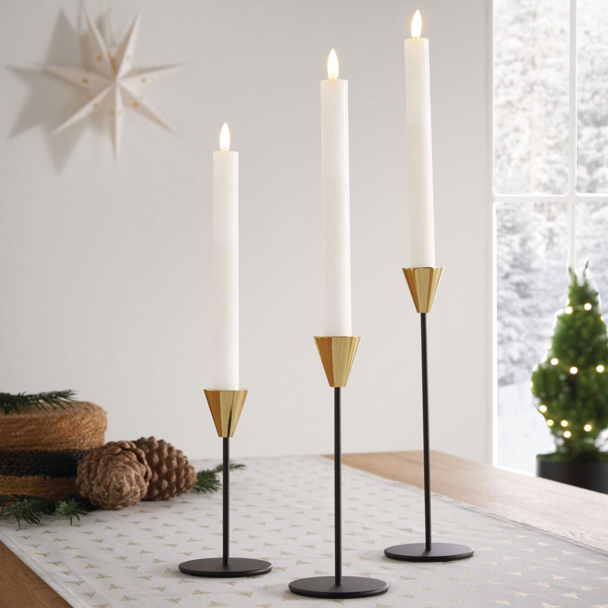 Stabkerzenhalter "Schwarz &amp; Gold", 3er Set  im Frank Flechtwaren Online Shop kaufen