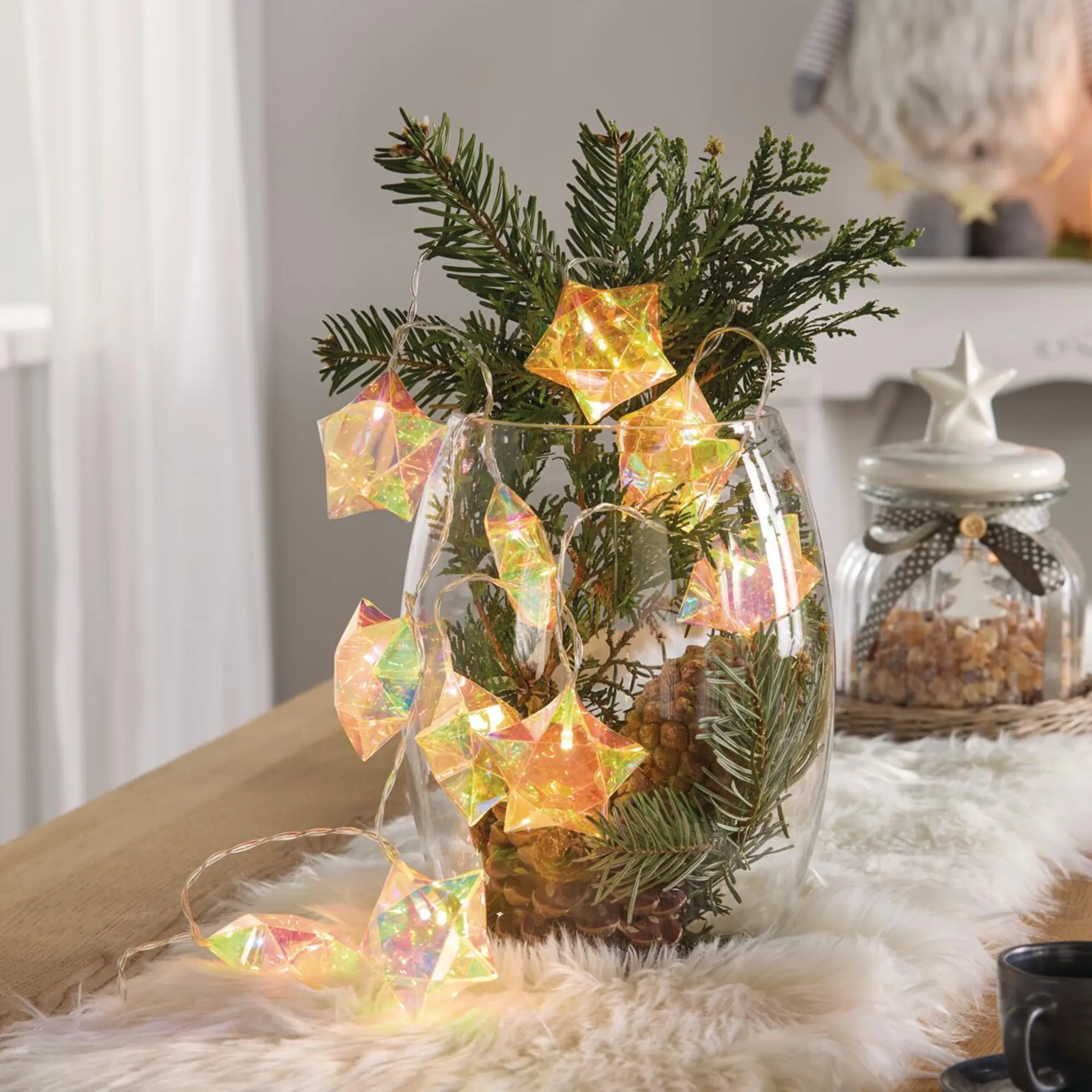 LED-Lichterkette "Rainbow-Stars"  im Frank Flechtwaren Online Shop für Weihnachtliche LED-Lichterketten kaufen