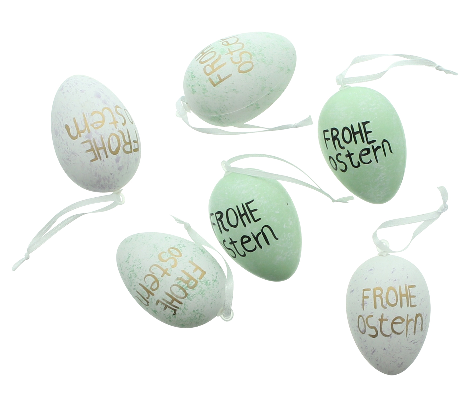 Deko-Ei "Frohe Ostern", 12er Set  im Frank Flechtwaren Online Shop für Ostern kaufen