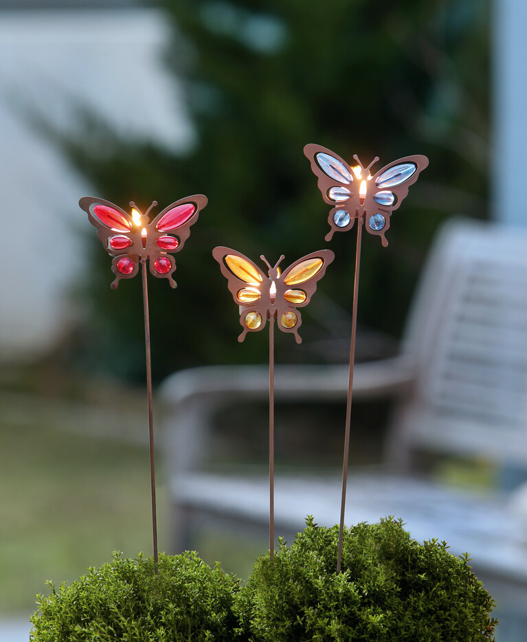 Coen Bakker 3 Schmetterlinge Metall Aufhänger Bunt Schmetterling Windspiel Gartendeko 20cm 