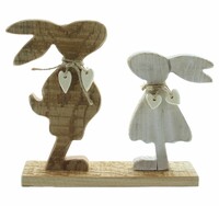 Holzfigur "Hasenpaar" jetzt für 7.95 Euro kaufen im Frank Flechtwaren und Deko Online Shop